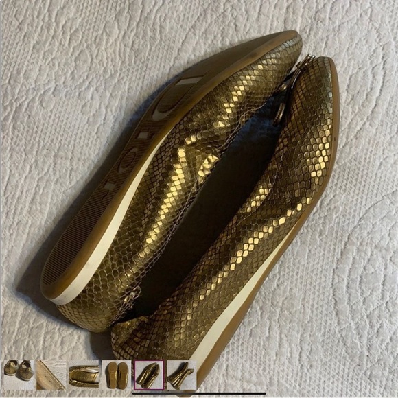 Christian Dior Gold Metallic Snake skin Ballerina Flats. Size 39. - Picture 7 of 8
